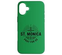 Custodia per iPhone 16 Plus Santa Monica Prega per noi Patrona Santa Cattolica Croce