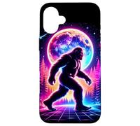 Custodia per iPhone 16 Plus Sasquatch Bigfoot Vaporwave Synthwave Retro Forest Moon anni '80