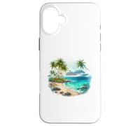 Custodia per iPhone 16 Plus Scena tropicale delle vacanze sulla spiaggia dell'oceano della nave da croci