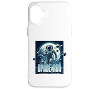 Custodia per iPhone 16 Plus Sci Fi Space Run Run Ma non puoi nascondere l'astronauta