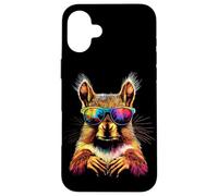 Custodia per iPhone 16 Plus Scoiattolo con Occhiali da Sole Amante Animali Scoiattoli