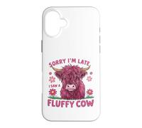 Custodia per iPhone 16 Plus Scusate il ritardo, ho visto una Fluffy Cow Funny Pink Highland Cow