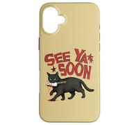 Custodia per iPhone 16 Plus See Ya Soon Dark Cat Meme Design Womens Girls
