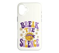 Custodia per iPhone 16 Plus Sensibilizzazione sulla violenza domestica Break The Silence Nastro viola