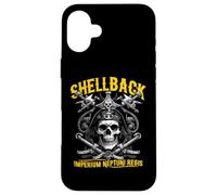 Custodia per iPhone 16 Plus Shellback Equator Crossing, teschio da pirata, design nautico