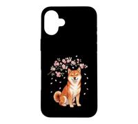 Custodia per iPhone 16 Plus Shiba Inu Cherry Blossom - Cane Giapponese Papà Cane Mamma
