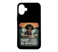 Custodia per iPhone 16 Plus Short Legs Big Adventures Bassotto Trekking Montagna