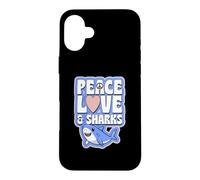 Custodia per iPhone 16 Plus Simbolo di pace amore e squali cuore pace