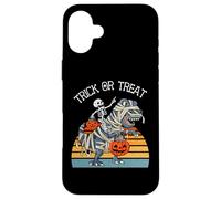 Custodia per iPhone 16 Plus Skeleton Riding T-Rex - Dolcetto o scherzetto - Kids Love Dinosaurs