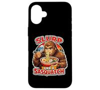 Custodia per iPhone 16 Plus Slurp Come Un Sasquatch Mangiare Ramen Noodle Zuppa Amante Forte