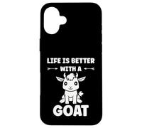 Custodia per iPhone 16 Plus Small Animals Goat quote life is better with a Goat