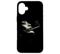 Custodia per iPhone 16 Plus Smoky Jazz Man Minimal Face Portrait Estetica