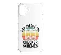 Custodia per iPhone 16 Plus Sogni di dadi e schemi Checker Divertente Backgammon retrò