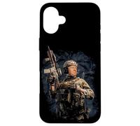 Custodia per iPhone 16 Plus Soldato militare Trump pronto a dare il calcio ad alcuni democratici USA