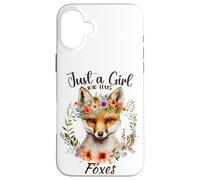 Custodia per iPhone 16 Plus Solo una ragazza che ama volpi e fiori per ragazze amanti della volpe