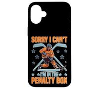 Custodia per iPhone 16 Plus Sorry I Can't I'm In The Penalty Box Giocatore di hockey -