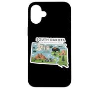 Custodia per iPhone 16 Plus South Dakota Mappa del Dakota del Sud con il Monte Rushmore