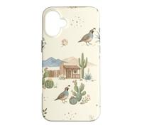 Custodia per iPhone 16 Plus Southwestern Ranch Bunny Uccello Cactus Paese Acquerello