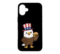 Custodia per iPhone 16 Plus Souvenir dell'America del 4 luglio degli Stati Uniti d'America di Bald Eagle Burger patriottico