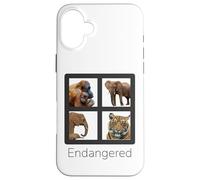 Custodia per iPhone 16 Plus Specie in pericolo di estinzione Orangutan Tiger Elefanti