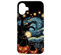 Custodia per iPhone 16 Plus Spettrale Halloween Gatti Notte Stellata Zucca Notte Notte