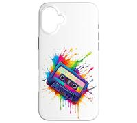 Custodia per iPhone 16 Plus Splash Art Retro Cassette Tape