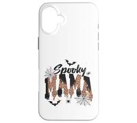 Custodia per iPhone 16 Plus Spooky Mama Leopard Print Ghost Halloween Design