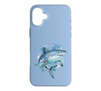 Custodia per iPhone 16 Plus Squalo feroce nei toni del blu