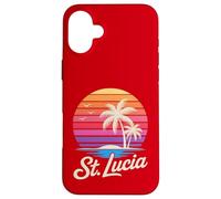 Custodia per iPhone 16 Plus St Lucia Caraibi Vacanza Retro anni '80 Tropicale