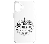 Custodia per iPhone 16 Plus Stampa nera vintage di St. Tropez Yacht Club