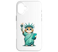 Custodia per iPhone 16 Plus Statua della Libertà a forma di gatto Kawaii I Love New York NYC