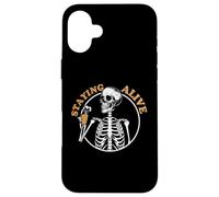 Custodia per iPhone 16 Plus Staying Alive Skeleton Drink Coffee Baristas Coffee Lover