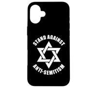 Custodia per iPhone 16 Plus Stella in bianco e nero contro l'antisemitismo di David