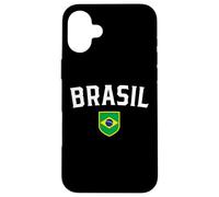 Custodia per iPhone 16 Plus Stemma classico con bandiera Love Brazil, souvenir