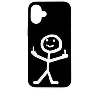 Custodia per iPhone 16 Plus Stickman, dito medio, divertente, silhouette, brutto, scherzo, festa, divertimento