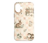 Custodia per iPhone 16 Plus Stivali da cowboy agnello coniglio gatto western fattoria acquerello