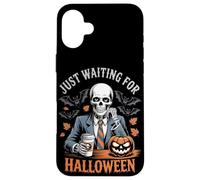 Custodia per iPhone 16 Plus Sto solo aspettando Halloween Funny Skeleton Pumpkin Humor