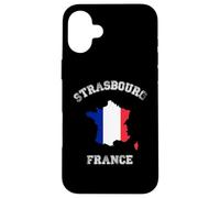 Custodia per iPhone 16 Plus Strasburgo, Francia, classica, bandiera, mappa, design