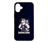 Custodia per iPhone 16 Plus Strong Like Dad: divertente palestra per allenamento con Dadacorn e Baby Unicorn