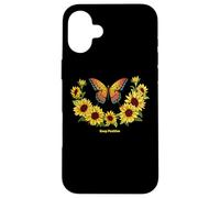 Custodia per iPhone 16 Plus Sunflower Keep Positive Butterflies Quotes Butterfly