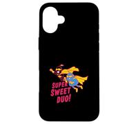 Custodia per iPhone 16 Plus Super Dolce Duo Carino Supereroe Frutta Design
