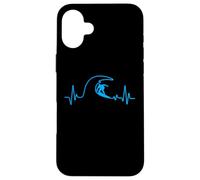 Custodia per iPhone 16 Plus Surfer Heartbeat Surfing Heart Pulse - Tavola da surf Big Wave Fun
