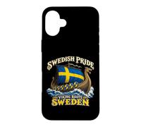 Custodia per iPhone 16 Plus Swedish Pride Viking Roots Bandiera Svezia Vintage Norrena