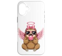 Custodia per iPhone 16 Plus Sweet Valentine's Day Sloth Angel With Pink Wings