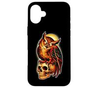 Custodia per iPhone 16 Plus Tatuaggio Mystic Owl Skull Full Moon - Design estetico scuro