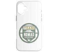 Custodia per iPhone 16 Plus TEAM NOMAD ADVENTURE - Emblema circolare per esploratori all'aperto