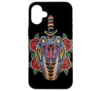Custodia per iPhone 16 Plus Testa di serpente Vintage American Traditional Tattoo Style Art