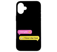 Custodia per iPhone 16 Plus Text Conversation Funny Messages I Love You Robot Lover