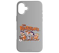 Custodia per iPhone 16 Plus The Flintstones Fred Wilma Betty Barney on Bike