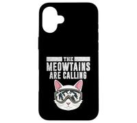 Custodia per iPhone 16 Plus The Meowtains Are Calling Funny Cat Ski Uomini Donne Inverno